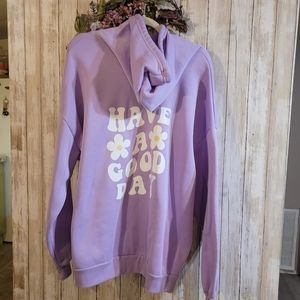 Plus Purple Graphic Hoodie Sweatshirt